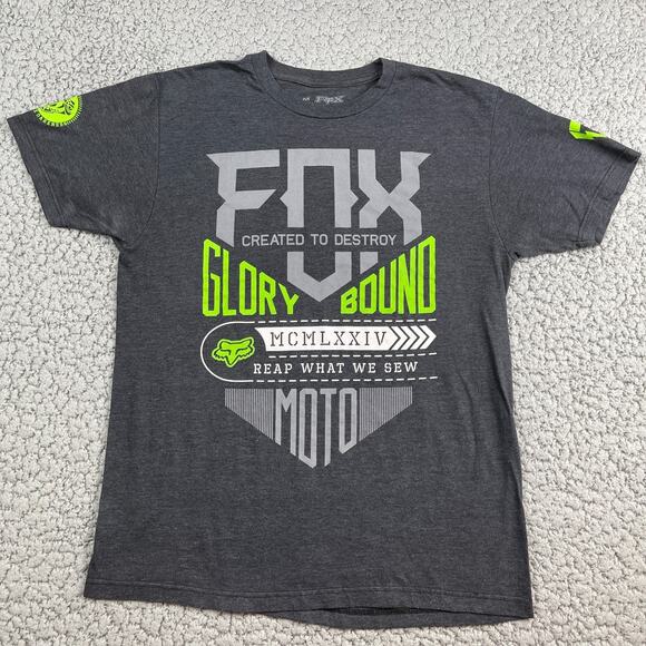 Fox Racing Moto Shirt Mens M Gray Fox Logo Short Sleeve Crew Neck - Picture 1 of 9